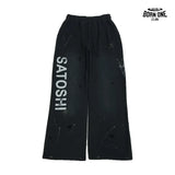 Calça Moletom Satoshi Nakamoto Distressed Logo Sweatpant Black
