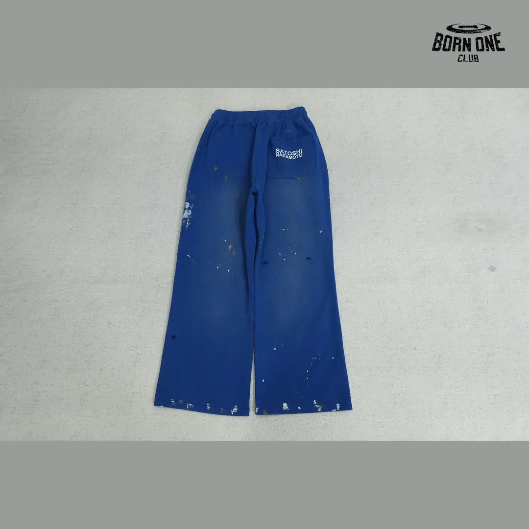 Calça Moletom Satoshi Nakamoto Distressed Logo Sweatpant Blue