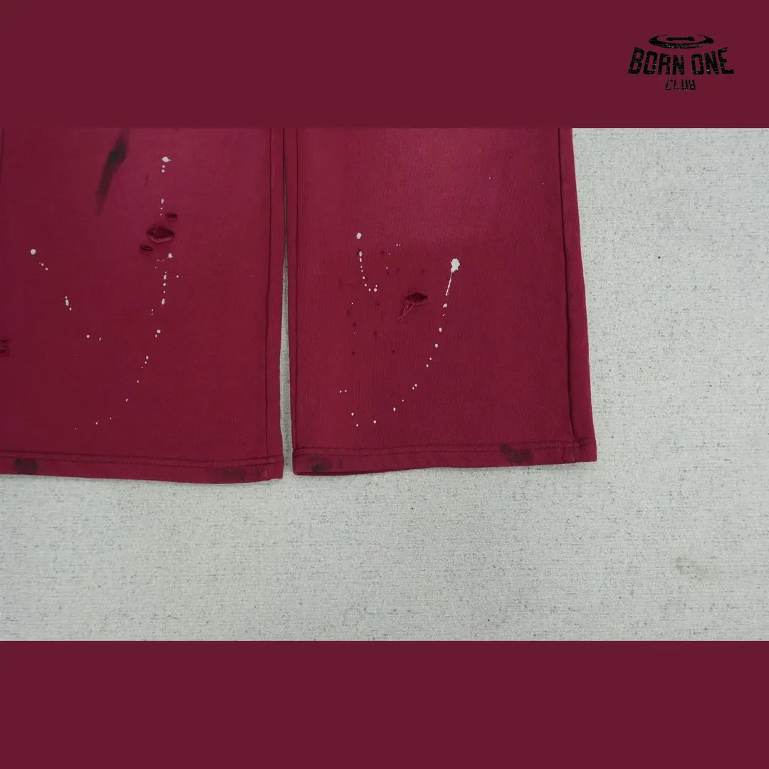 Calça Moletom Satoshi Nakamoto Distressed Logo Sweatpant Red