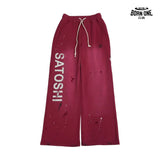 Calça Moletom Satoshi Nakamoto Distressed Logo Sweatpant Red