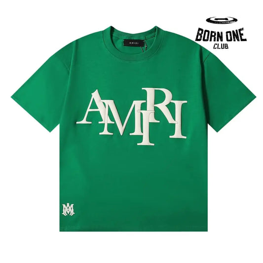 Camiseta Amiri Staggered Logo Verde