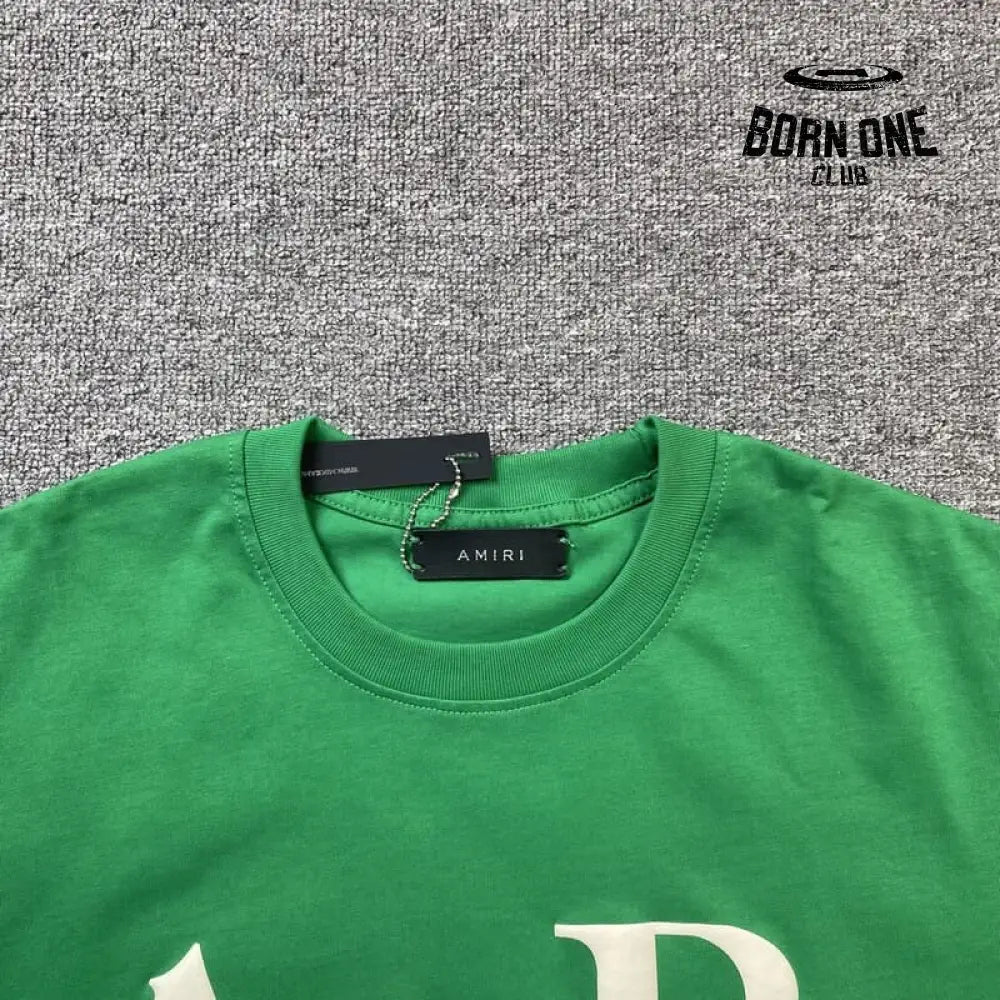 Camiseta Amiri Staggered Logo Verde