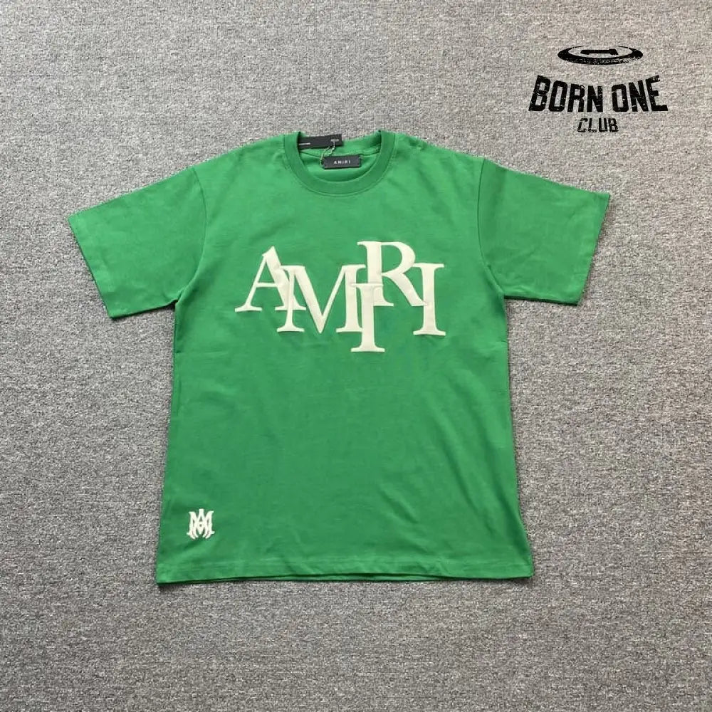 Camiseta Amiri Staggered Logo Verde
