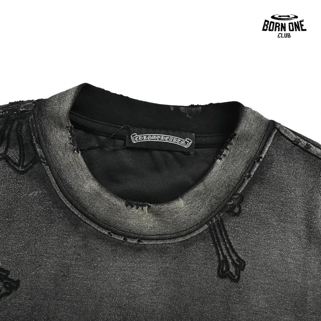 Camiseta Chrome Hearts Embossed Cross Washed Tee Black