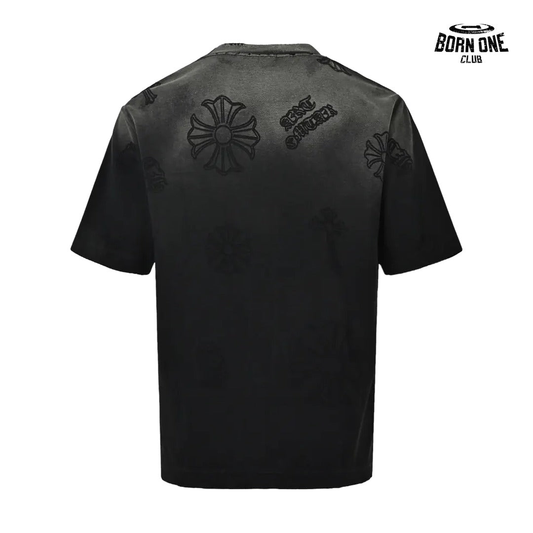Camiseta Chrome Hearts Embossed Cross Washed Tee Black