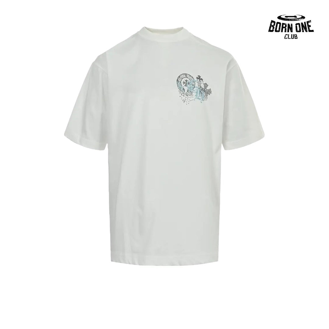 Camiseta Chrome Hearts Rhinestone Horseshoe Logo Tee White