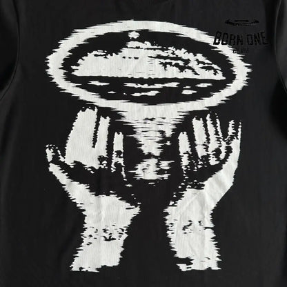 Camiseta Corteiz Alcatraz Hand Print Black
