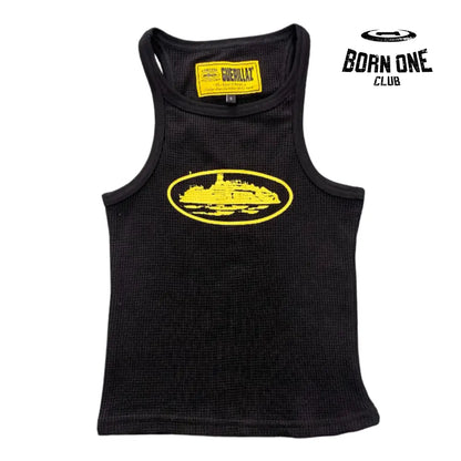 Camiseta Corteiz Feminina Guerillaz Tank Top P / Preto e Amarelo