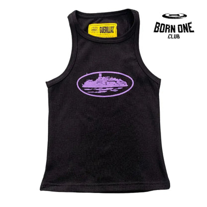 Camiseta Corteiz Feminina Guerillaz Tank Top P / Preto e Roxo