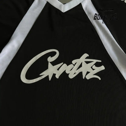 Camiseta Corteiz Panel Jersey Black White