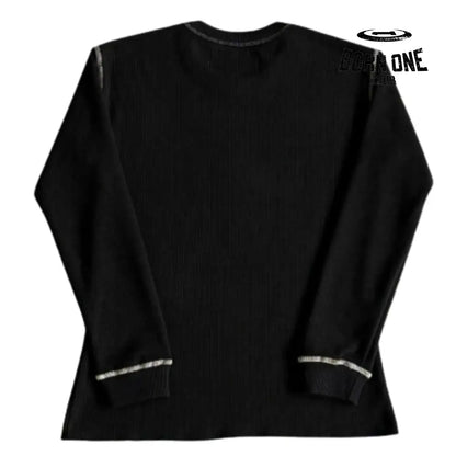 Camiseta Corteiz Waffle Tiger Stars Long Sleeve Black