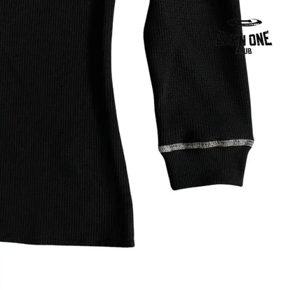 Camiseta Corteiz Waffle Tiger Stars Long Sleeve Black