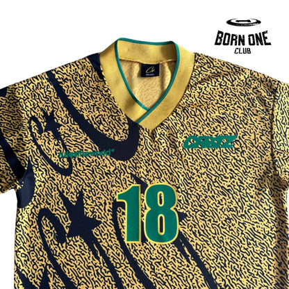 Camiseta Corteiz Yellow and Black All-Over Printed Football Uniform