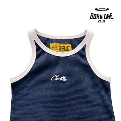 Camiseta Feminina Corteiz Chest Embroidered PP / Azul Marinho