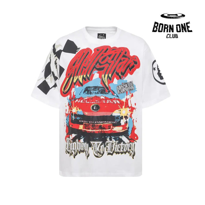 Camiseta Hellstar Racing Car Godspeed Branca