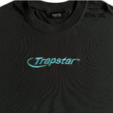 Camiseta Hyperdrive Embroidered Tee-Black and Turquoise Trapstar
