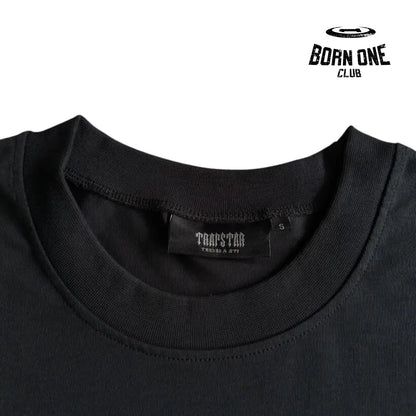 Camiseta Hyperdrive Embroidered Tee-Black and Turquoise Trapstar