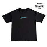 Camiseta Hyperdrive Embroidered Tee-Black and Turquoise Trapstar