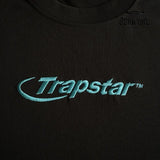 Camiseta Hyperdrive Embroidered Tee-Black and Turquoise Trapstar