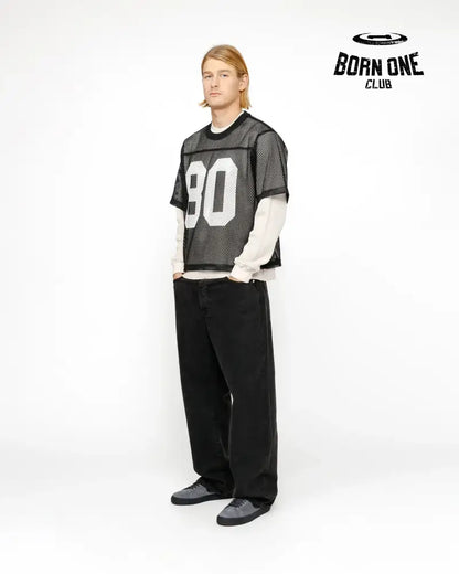 Camiseta Jersey Stussy Team 80 Boxy Fit Black