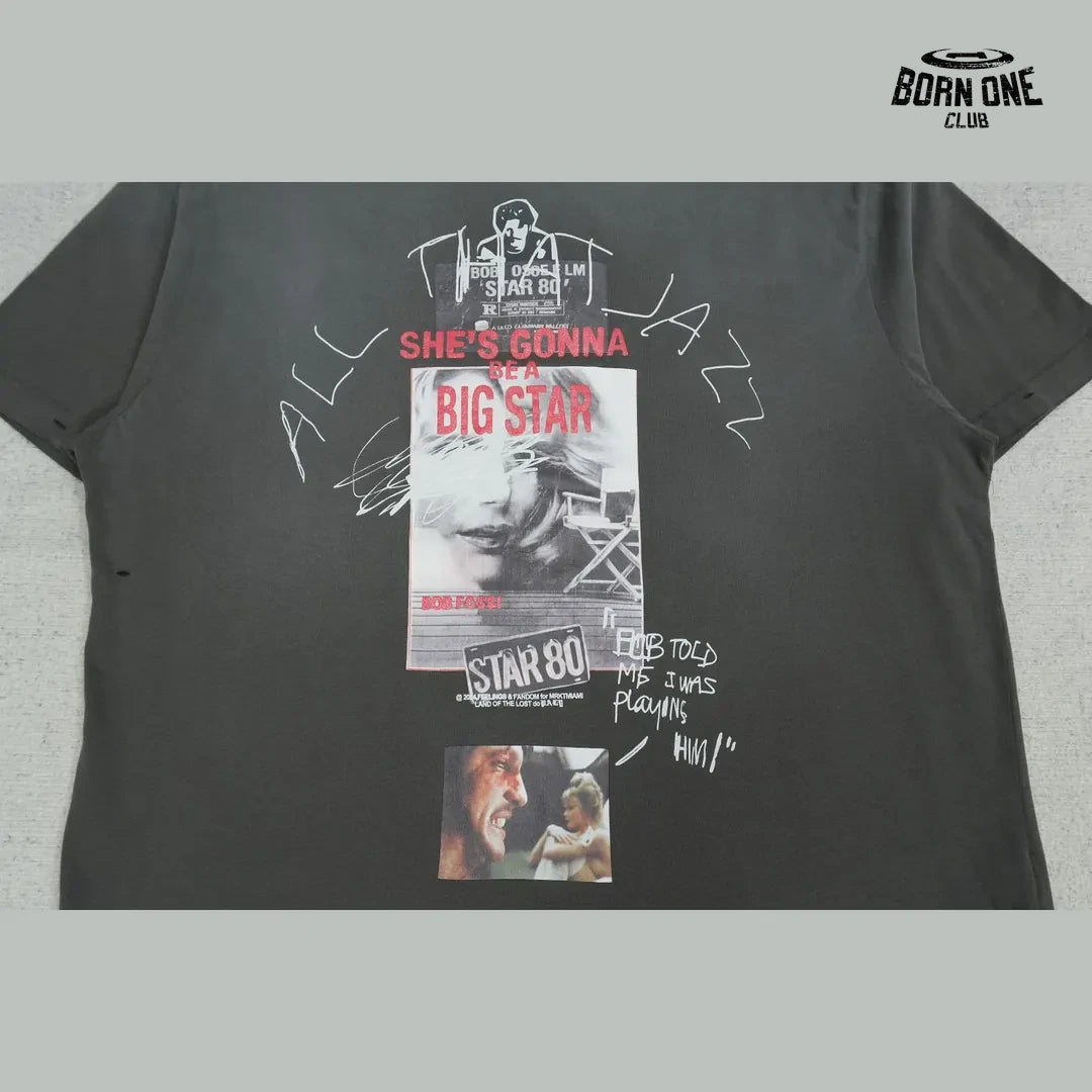 Camiseta Paly Hollywood Big Star Collage Tee Charcoal