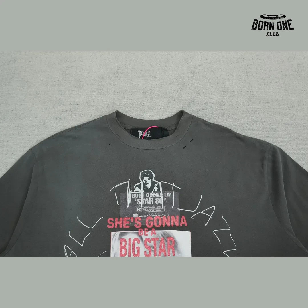 Camiseta Paly Hollywood Big Star Collage Tee Charcoal
