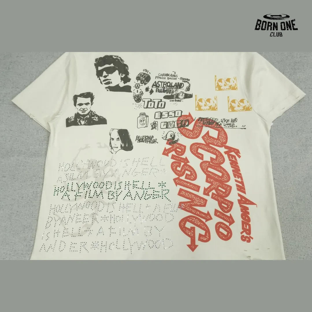Camiseta Paly Hollywood Collage Racing Tee Cream