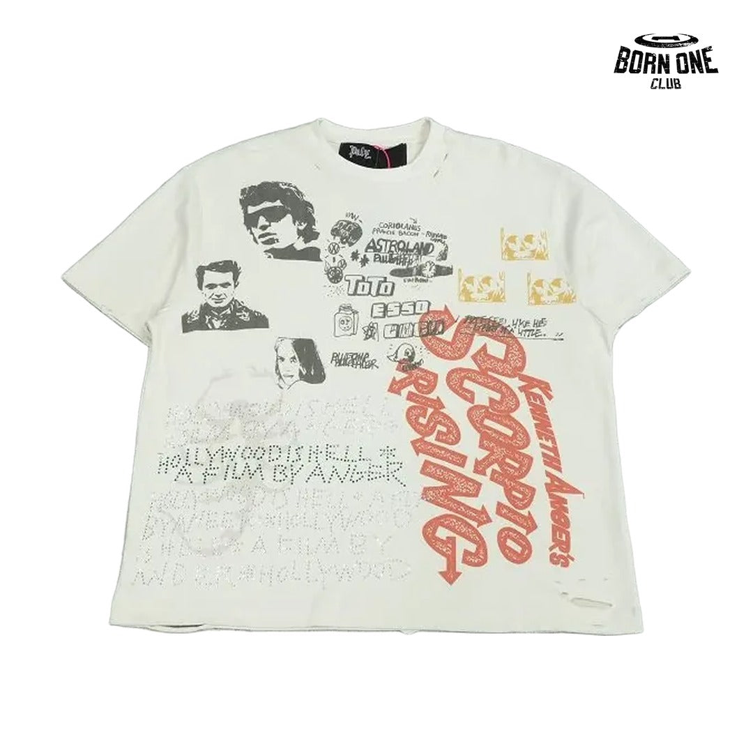 Camiseta Paly Hollywood Collage Racing Tee Cream