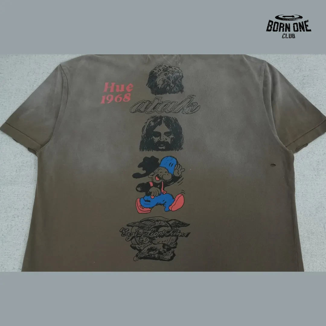 Camiseta Paly Hollywood Sketch Graphic Washed Tee Brown