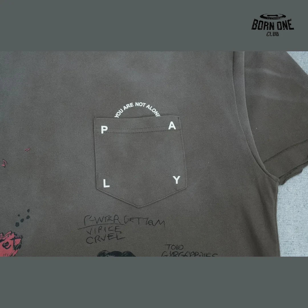Camiseta Paly Hollywood Sketch Graphic Washed Tee Brown
