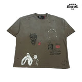 Camiseta Paly Hollywood Sketch Graphic Washed Tee Brown