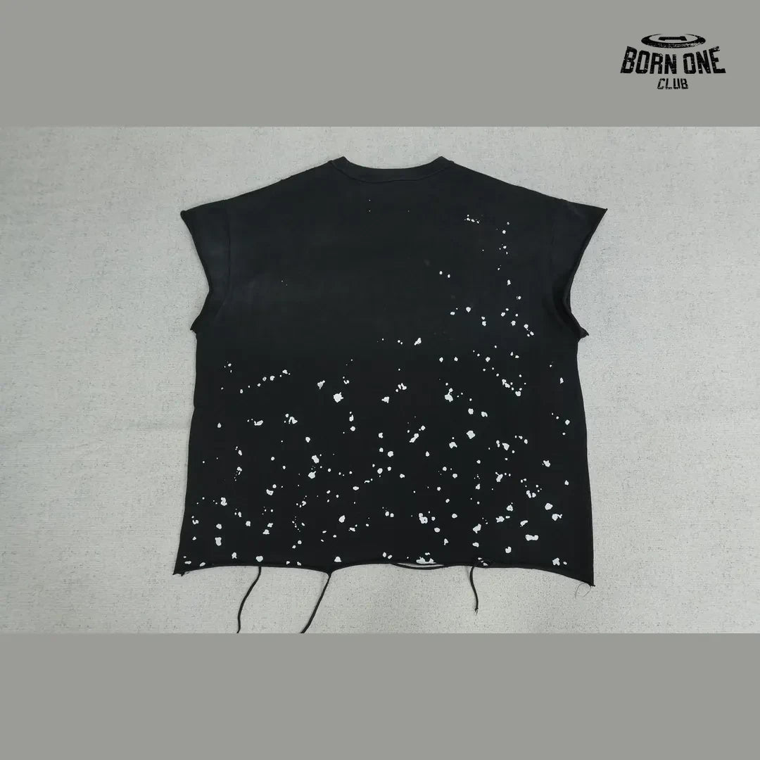 Camiseta Regata Satoshi Nakamoto Paint Splatter Sleeveless Tee Black