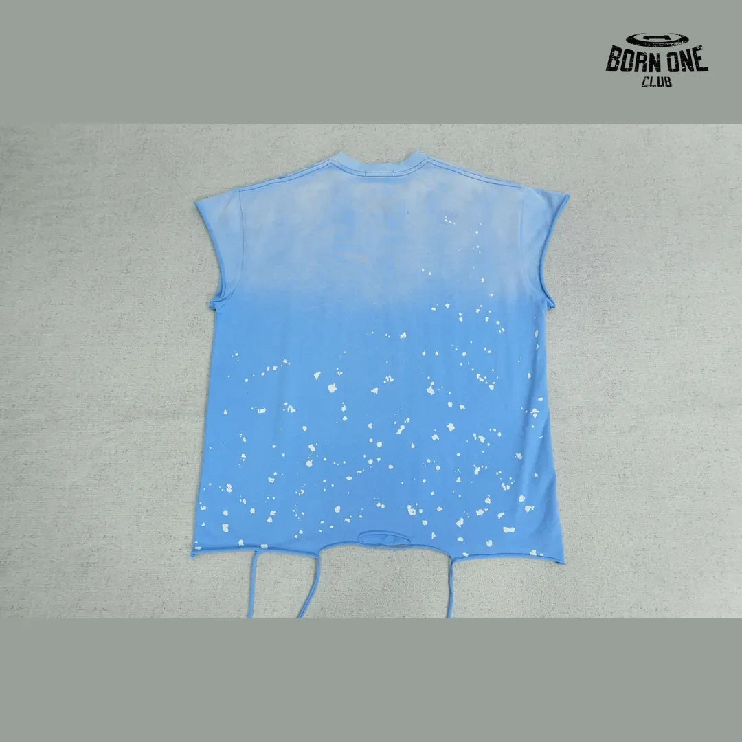 Camiseta Regata Satoshi Nakamoto Paint Splatter Sleeveless Tee Blue