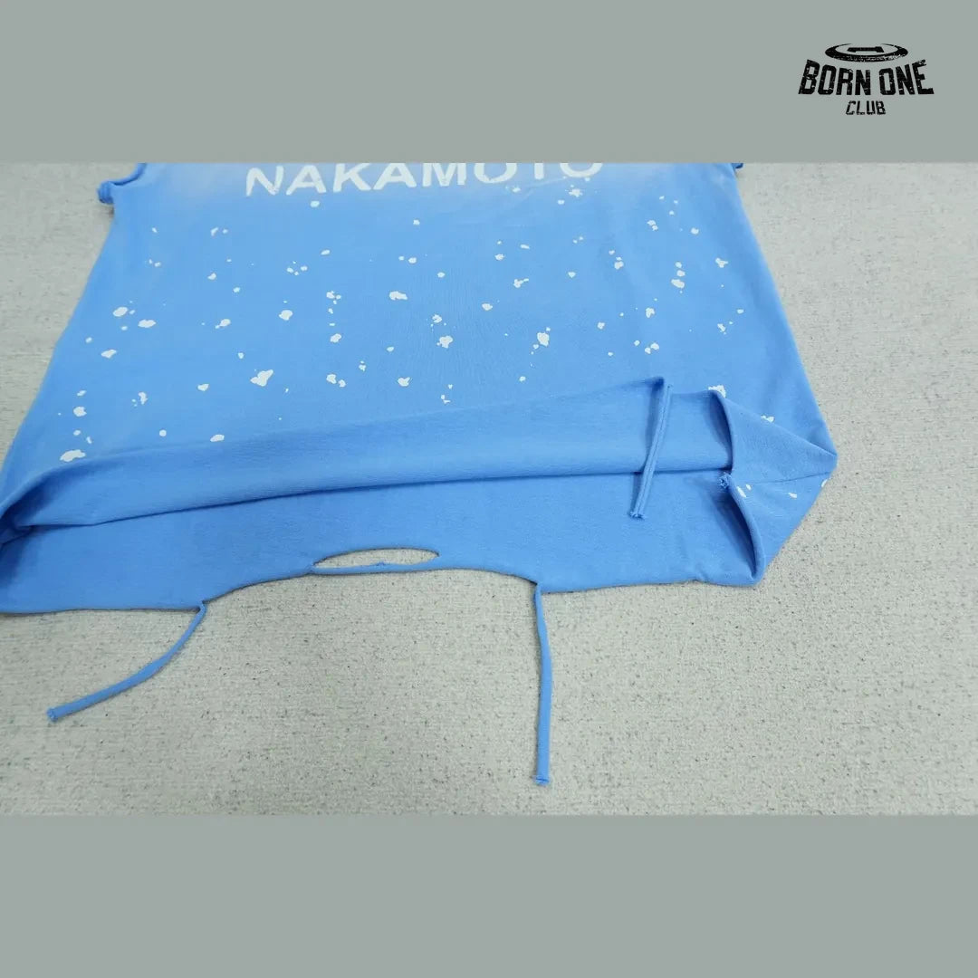 Camiseta Regata Satoshi Nakamoto Paint Splatter Sleeveless Tee Blue