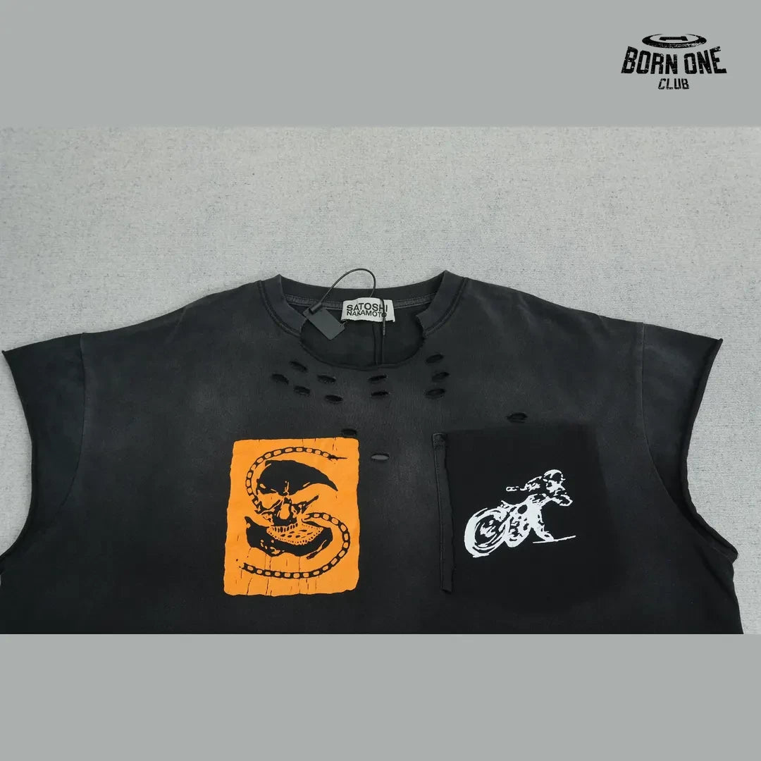 Camiseta Regata Satoshi Nakamoto Patch Sleeveless Tee Black