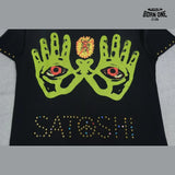 Camiseta Satoshi Nakamoto Green Hands Rhinestone Tee Black