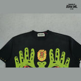 Camiseta Satoshi Nakamoto Green Hands Rhinestone Tee Black