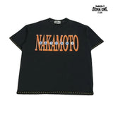 Camiseta Satoshi Nakamoto Orange Logo Studded Tee Black