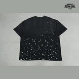 Camiseta Satoshi Nakamoto Paint Splatter Distressed Tee Black