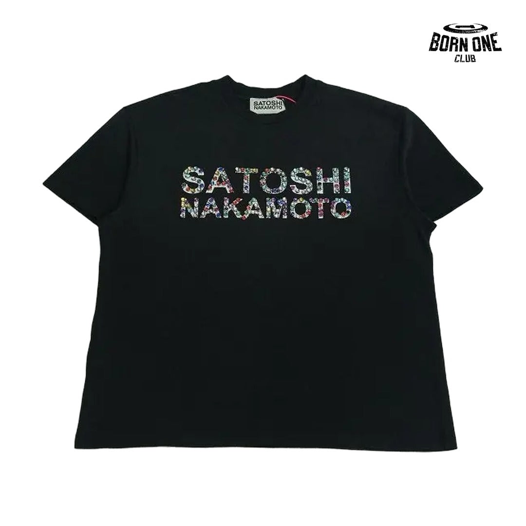 Camiseta Satoshi Nakamoto Rhinestone Logo Tee Black