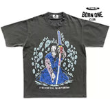 Camiseta Warren Lotas Pink Blue Skulls Stone Washed