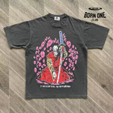 Camiseta Warren Lotas Pink Blue Skulls Stone Washed