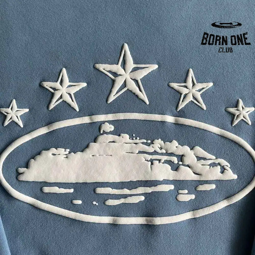 Conjunto Moletom Corteiz 5 Starz Alcatraz Azul