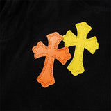 Bermuda Jeans Chrome Hearts Cross Colorida Preta