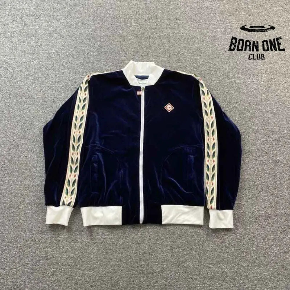 Conjunto Casablanca Veludo Logo Azul