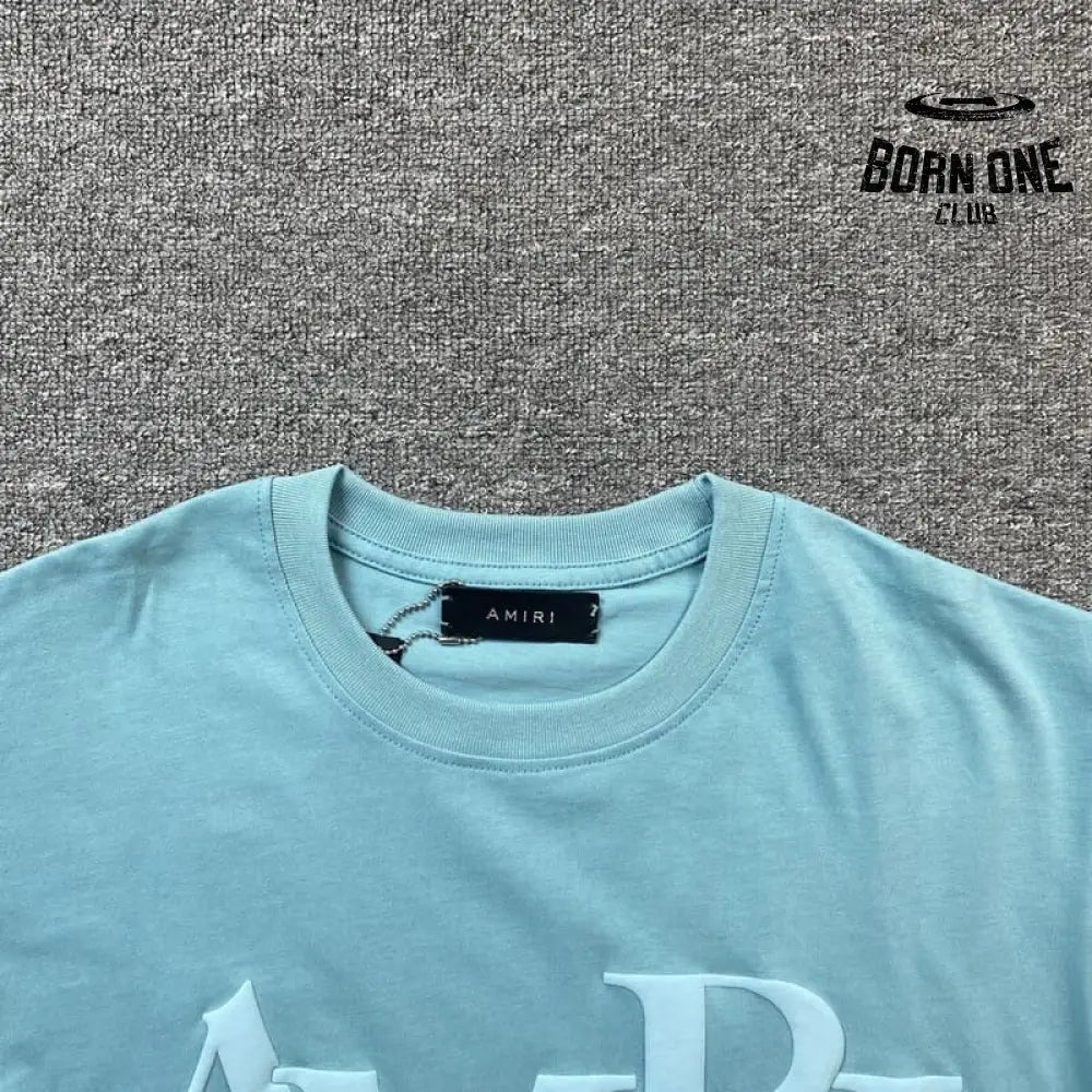 Camiseta Amiri Staggered Logo Azul