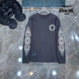 Chrome Heart Banner Logo Sweatshirt Grey Camiseta manga longa