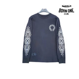 Chrome Heart Banner Logo Sweatshirt Grey Camiseta manga longa