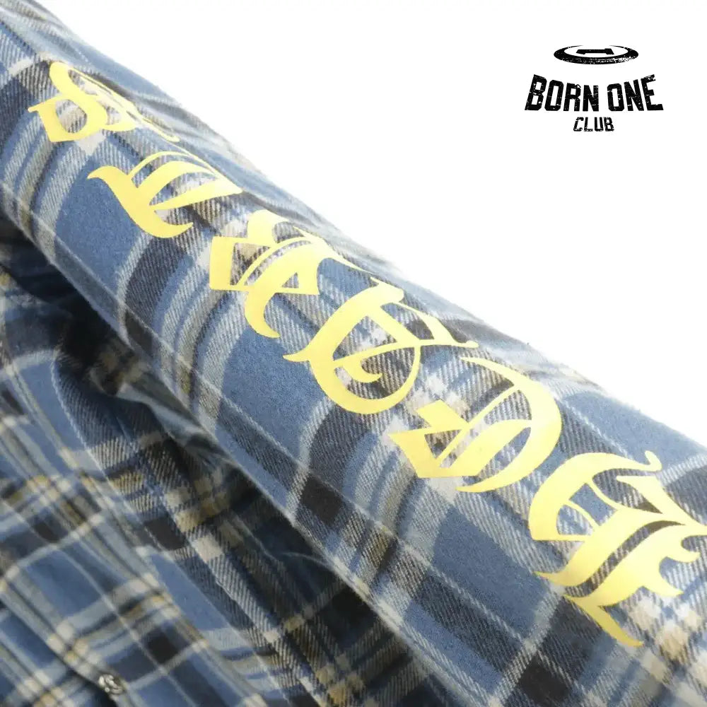 Chrome Heart Check Cotton Long Sleeve Shirt Blue Camiseta