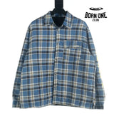 Chrome Heart Check Cotton Long Sleeve Shirt Blue Camiseta